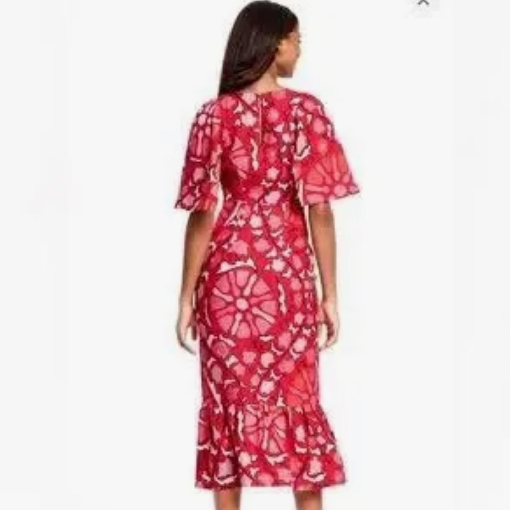 RHODE and Target collab linen Red and White Floral Midi Dress - Picture 5 of 7